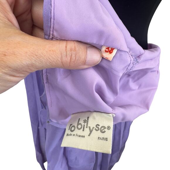 Vintage 1970s Lavender Pleated Maxi Dress with Flutter Sleeves – Size XS/S - Picture 12 of 16